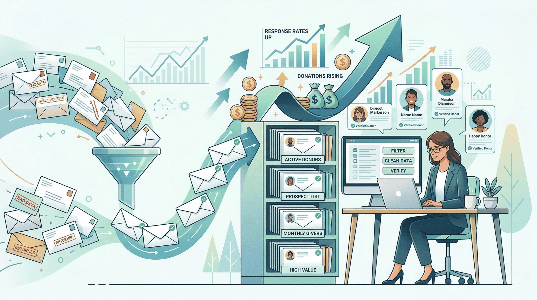 Abstract design featuring overlapping shapes and colors, likely used for visual emphasis in fundraising content.